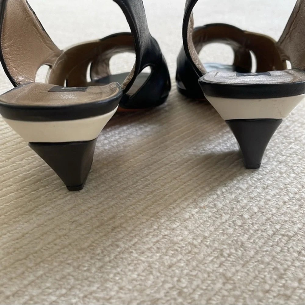 PIERRE CARDIN Black And White Sling Back Heel shoes size 6US/36EU